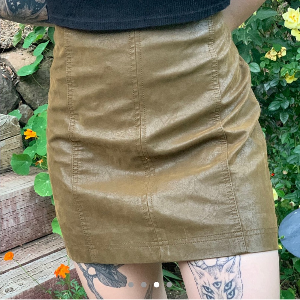 Modern Femme Tan Vegan Suede Mini Skirt - Picture 2 of 4